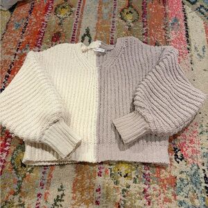 Altar'd State Cream and Tan V-Neck Sweater